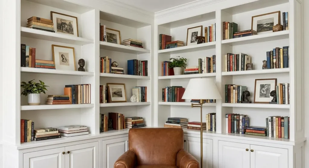 Built-in Bookshelves Classic Southern Home Decor Ideas