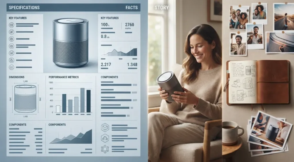 Brand storytelling compared with product facts and features